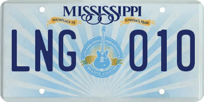 MS license plate LNG010