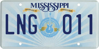 MS license plate LNG011