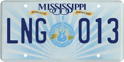 MS license plate LNG013