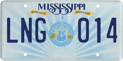 MS license plate LNG014