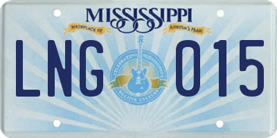 MS license plate LNG015