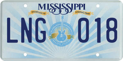 MS license plate LNG018