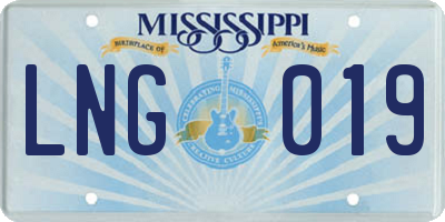 MS license plate LNG019