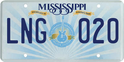 MS license plate LNG020