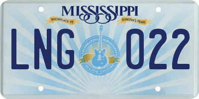 MS license plate LNG022