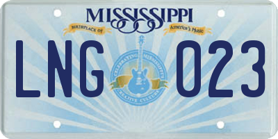 MS license plate LNG023