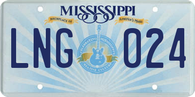 MS license plate LNG024
