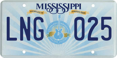 MS license plate LNG025
