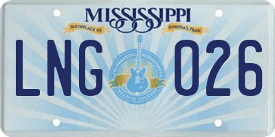 MS license plate LNG026