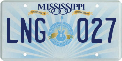 MS license plate LNG027