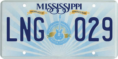 MS license plate LNG029