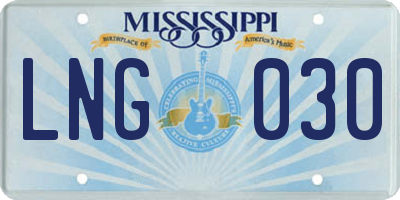MS license plate LNG030