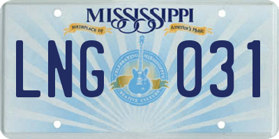 MS license plate LNG031