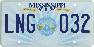 MS license plate LNG032
