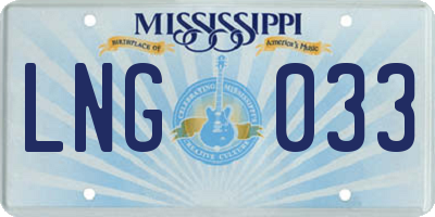 MS license plate LNG033