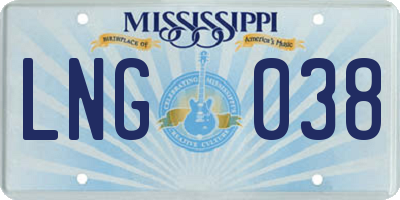MS license plate LNG038