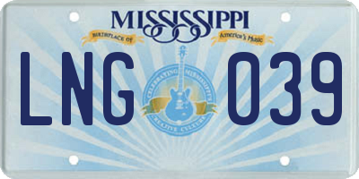 MS license plate LNG039