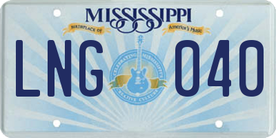 MS license plate LNG040