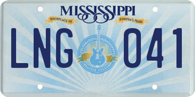 MS license plate LNG041