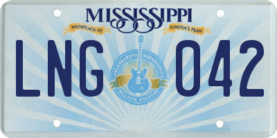 MS license plate LNG042