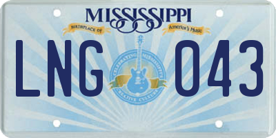 MS license plate LNG043