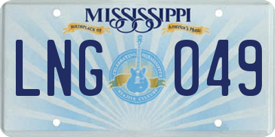 MS license plate LNG049