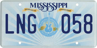 MS license plate LNG058