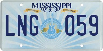 MS license plate LNG059
