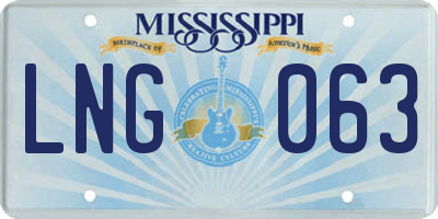 MS license plate LNG063