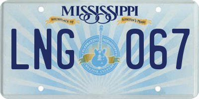 MS license plate LNG067