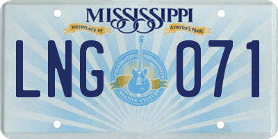MS license plate LNG071