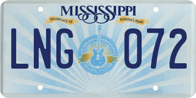 MS license plate LNG072