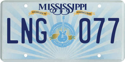 MS license plate LNG077