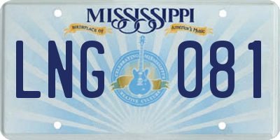 MS license plate LNG081