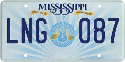MS license plate LNG087