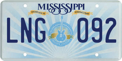 MS license plate LNG092