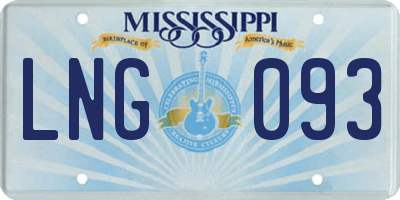 MS license plate LNG093