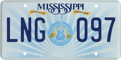 MS license plate LNG097