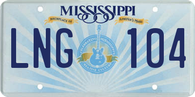 MS license plate LNG104