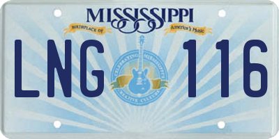 MS license plate LNG116