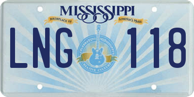 MS license plate LNG118