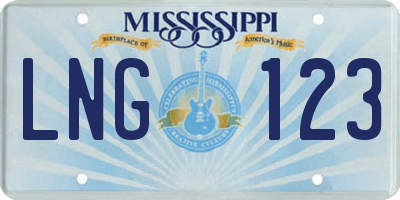 MS license plate LNG123