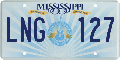 MS license plate LNG127