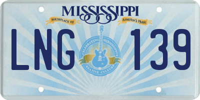 MS license plate LNG139