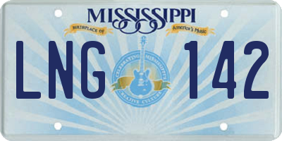 MS license plate LNG142