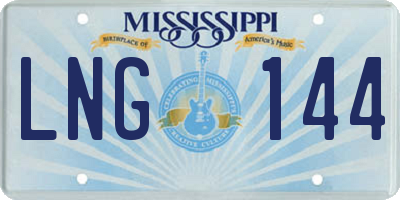 MS license plate LNG144