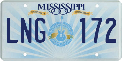 MS license plate LNG172