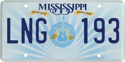 MS license plate LNG193
