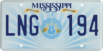MS license plate LNG194