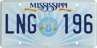 MS license plate LNG196